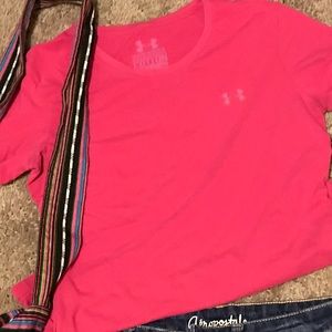 Pink under armor t shirt